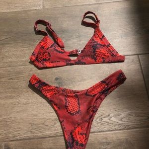 Red Snakeskin Bikini